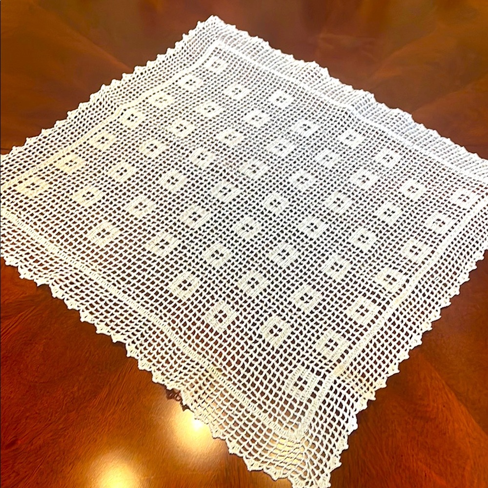 Elegant White Crochet Tablecloth handmade doily